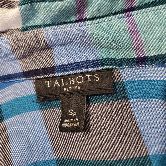 Talbots Womens SP Plaid Button-up Collared Split Back Cozy Long Sleeve Shirt - Picture 7 of 9